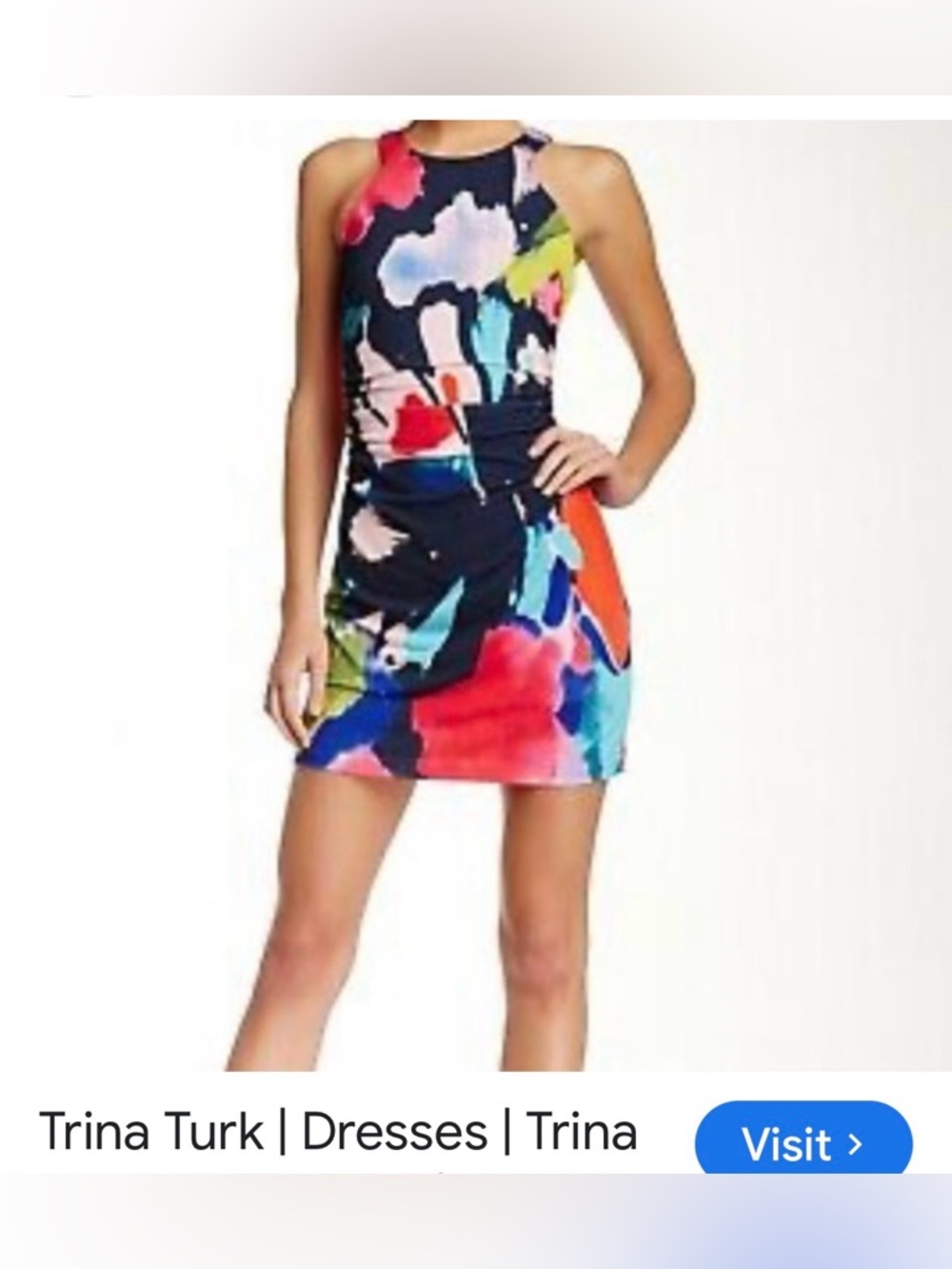 Trina Turk Multicolor Abstract Halter Bodycon Dress